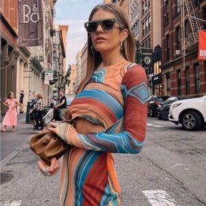 🖤Mesh multicolor dress with long sleeve midi to maxi